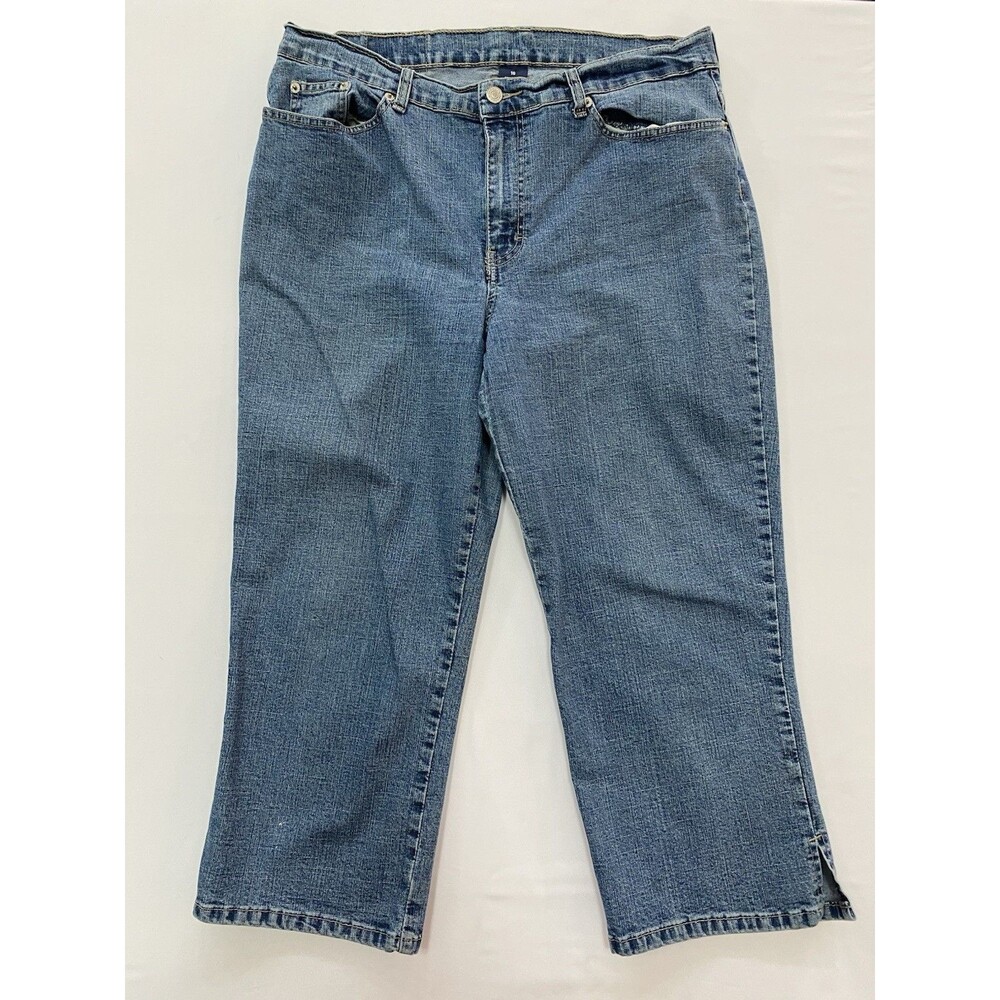 Full Blue Relaxed Fit Mid-Rise Crop Jeans - Size 16 Blue Stretch